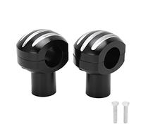 EVGATSAUTO Riser de Guidon de Moto, 25mm CNC Riser de Barre de Guidon de Moto Universelle Pince à Tête Ronde avec Lève-guidon à Rayures(le noir)