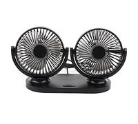 EVGATSAUTO Ventilateur de voiture à double tête, ventilateur de voiture à double tête USB climatiseur portable Ventilation de refroidisseur automatique 12V allume-cigare(Noir)