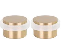 EVI Herrajes | Butée De Porte Adhésive | Ø28x20mm | Laiton Finition Mate | Caoutchouc Blanc En Silicone Naturel | Fixation Simple | 100% fonctionnel | Mod. I-103BMT (Lot de 2)