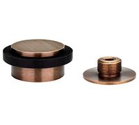 EVI Herrajes | Butée De Porte Adhésive | 45 x 20 mm | Base filetée | Caoutchouc Noir | Laiton | Finition Cuir Vieilli | Outils, Vis + Cheville De Fixation Compris | Mod. I-203/35X19-DUAL-CU