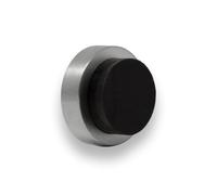 EVI Herrajes | Butée De Porte Adhésive Pour Mur/PoignéE | 24 x 14 mm | Caoutchouc Noir | Acier inoxydable V2A | Finition Mate | Outils, Vis + Cheville De Fixation Compris | Mod. I-20524TPMAM