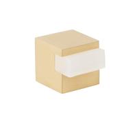 EVI Herrajes | Butée de porte au sol - Design carré | 20 x 20 mm | Laiton mat - Caoutchouc blanc | Fixation adhésive | I-197/20