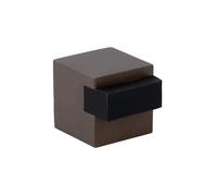 EVI Herrajes | Butée de porte au sol - Design carré | 20 x 20 mm | Laiton rustique - Caoutchouc noir | Fixation adhésive | I-197/20