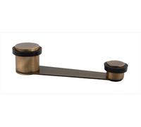 EVI Herrajes Butée de porte avec retenue rotative | Trou utile 70 mm d'épaisseur | Caoutchouc noir | Laiton cuir vieilli | Fixation adhésive ou avec vis + cheville | Mod. I-152DUALCU