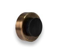 EVI Herrajes| Butée De Porte para Installation Murale| 35 x 18 mm| Laiton Cuir Vieilli| Caoutchouc Noir| Amortisseur antichocs| Pour Les PoignéEs| 2 modes d’Installation | I-254/35-CU