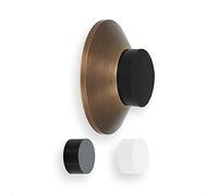 EVI Herrajes Butée de porte pour fixation murale 45 x 17 mm Laiton vieilli Caoutchouc blanc et noir inclus Installation adhésive ou avec vis