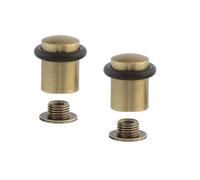 EVI Herrajes | Lot De 2 Butées De Porte | 20 x 29,5 mm | Base filetée | Caoutchouc Noir En Silicone Naturel | Laiton Finition Cuir Vieilli | Outils, Vis + Cheville De Fixation Compris | Mod. I-108