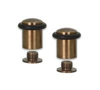 EVI Herrajes | Lot De 2 Butées De Porte | 20 x 29 mm | Base filetée | Caoutchouc Noir En Silicone Naturel | Laiton Finition Cuir Vieilli | Outils, Vis + Cheville De Fixation Compris | Mod. I-138CBCU