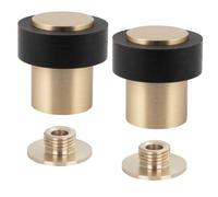 EVI Herrajes | Lot de 2 Butées de Porte en Laiton | Ø24x35mm | Finition Mate - Caoutchouc Noir | Installation par vis | Mod. 18024X35LMT
