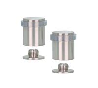 EVI Herrajes | Lot De 2 Butées De Porte Sol | Ø24X30mm | Acier inoxydable Finition Mate | Caoutchouc de silicone naturel |Base filetée - Comprend vis + cheville de fixation | Mod. I-181