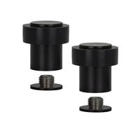 EVI Herrajes | Lot De 2 Butées De Porte Sol | Ø24X35mm | Acier inoxydable Laqué Noir| Caoutchouc de silicone naturel |Base filetée - Comprend vis + cheville de fixation | Mod. I-181