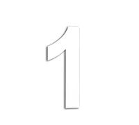 EVI Herrajes | Numéro de sticker pour maison en acier inoxydable laqué blanc | n°1 | 160 x 63 mm | Pour murs, façades, portails ou portes | Pour l'extérieur et l'intérieur | Mod.0660160-1