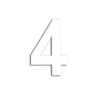 EVI Herrajes | Numéro de sticker pour maison en acier inoxydable laqué blanc | n°4 | 160 x 103 mm | Pour murs, façades, portails ou portes | Pour l'extérieur et l'intérieur | Mod.0660160-4