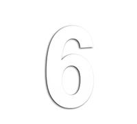 EVI Herrajes | Numéro de sticker pour maison en acier inoxydable laqué blanc | n°6 | 160 x 95 mm | Pour murs, façades, portails ou portes | Pour l'extérieur et l'intérieur | Mod.0660160-6