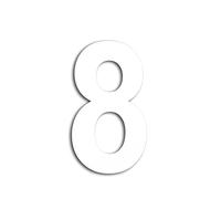EVI Herrajes | Numéro de sticker pour maison en acier inoxydable laqué blanc | n°8 | 160 x 95 mm | Pour murs, façades, portails ou portes | Pour l'extérieur et l'intérieur | Mod.0660160-8