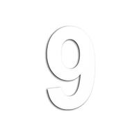 EVI Herrajes | Numéro de sticker pour maison en acier inoxydable laqué blanc | n°9 | 160 x 95 mm | Pour murs, façades, portails ou portes | Pour l'extérieur et l'intérieur | Mod.0660160-9