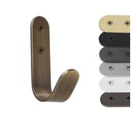 EVI Herrajes | Porte-serviette à crochet | Patère murale en Laiton | Finition Cuir Vieilli | À visser | Pour suspendre vêtements, serviettes ou accessoires | Mod. 173CTLCU