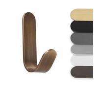 EVI Herrajes | Porte-serviette à crochet | Patère murale en Laiton | Finition Cuir Vieilli | Adhésive | Pour suspendre vêtements, serviettes ou accessoires | Mod. 173ADLCU