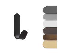 EVI Herrajes | Porte-serviette à crochet | Patère murale Noire | Acier Inoxydable | Adhésive | Pour suspendre vêtements, serviettes ou accessoires | Mod. 183ADNG