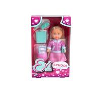 Evi Love School Poupée avec Veste Cool et Sac à Dos avec Accessoires Scolaires, 12 cm, à partir de 3 Ans