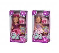 Simba 105733599 - Evi Love Surprise, 2 Couleurs Assorties, Un Seul Article est livré, poupée dans Une Jolie Robe pailletée avec nœud et Cadeau Surprise, poupée de Jeu de 12 cm, à partir de 3 Ans