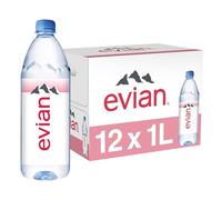 Evian Eau de source naturelle (une boîte de 12 bouteilles individuelles, chaque bouteille mesure 1 litre) Eau de source naturellement filtrée dans de grandes bouteilles