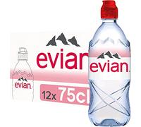 Evian Eau minérale, eau potable naturellement filtrée, 750 ml d'eau en bouteille fabriquée par la nature, étui de 12 bouteilles d'eau de 750 ml avec bouchon de sport réécrivez le ticket selon l'image