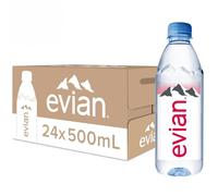 Evian Eau minérale naturelle 24 x 500 ml | Eau potable naturellement filtrée, fabriquée par la nature, bouteille d'eau