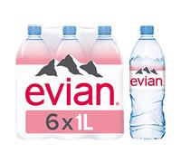 Lot de 6 bouteilles d'eau Evian naturel 1000 ml. PET