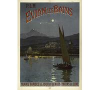 Evian Les Bains Haute Savoie Reproduction Affiche Poster-Format Size 50X70 cm-Papier 300 GR-Vente du fichier numérique HD Possible Nous Consulter.(Boutique affichevintage.FR)