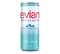 Evian Pétillante Eau minérale naturelle - Canette slim 33 cl - Lot de 24
