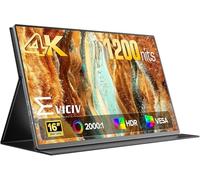 EVICIV Écran Portable 16 Pouces 4K Moniteur Portable UHD 3840x2400 1200 Nits 2000:1 FreeSync USB-C & HDMI, Compatible VESA & Coque，Écran Haute Luminosité pour Extérieur pour PC, Téléphone, Console