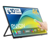 EVICIV Écran Tactile Portable 4K 15.6" 135% sRGB Mat 2000:1 Contraste | 10-Points Tactiles, Dual USB-C, Compatibilité VESA, Ecran de Voyage Ultrafin pour Laptop, PC, Consoles de Jeux