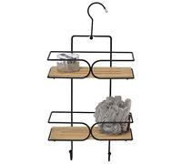 EVIDECO 9117195 Organiseur à suspendre sur la tête de douche 2 étagères en bambou, 90% bambou, 10% fil métallique, Noir/bambou., 10 L x 4.5 D x 19.8 H