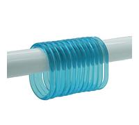 Evideco Anneaux de Rideau de Douche avec Crochets en Plastique, Clear Turquoise Blue, 13.08" x 2.5"