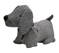 EVIDECO Butée de porte en tissu pour chien - 1 kg - Polyester/coton/sable - Noir/blanc - 27,6 x 11,6 x 17,8 cm (L x l x H)