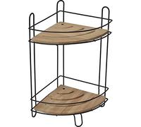 EVIDECO Étagère de Douche d'angle autoportante en Fil métallique - 2 étagères Marron, 90%, 10%, Noir/Bambou, 8 x 8 x 14,8 cm (L x l x H)