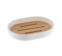 EVIDECO Padang Porte-Savon de Bain en Bambou Blanc, 90% PS 10%, 10,5 cm (L) x 7,9 cm (l) x 3,8 cm (H)