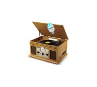 Chaîne Platine Vinyle Hifi Tourne-Disque Evidence WOOD 33/45/78, 60W, FM, CD, Cassette, BT USB REC, rétro Vintage LED