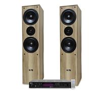 Evidence Acoustics Pack Colonne HiFi/Home-Cinéma EA700-WOOD Stereo/Karaoke 2X 50W - USB SD BT FM- 2x500W PMPO - Chêne Clair