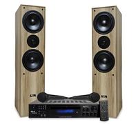 Evidence Acoustics Pack HiFi Home-Cinéma Enceintes Colonne 3 voies + Ampli 7360 Bluetooth USB 1000W PMPO 2 Micros Karaokés