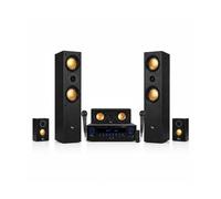 Evidence Acoustics Pack Home Cinéma 5.1 - 850W - Amplificateur KARAOKE 2x50W + 3x20W - Entrée USB SD AUX DVD FM, Micros filaires