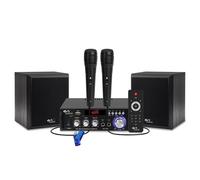 Evidence Acoustics Pack Karaoké Enfants EA-MYKARAOKE 80W Ampli Bluetooth USB, 2 Enceintes, 2 Micros Filaires + Clé USB 32 Go
