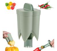 Évideur de Poivrons 2 en 1, Épépineur et Coupe-Poivron pour Retirer les Graines, Outil de Découpe de Légumes, Gadget de Cuisine (Green)