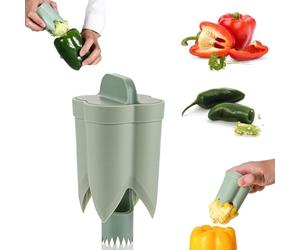 Évideur de Poivrons 2 en 1, Outil de Retrait de Graines de Poivrons, Épépineur de Poivrons, Outil de Découpe de Poivrons pour Légumes, Gadget de Cuisine (Vert)