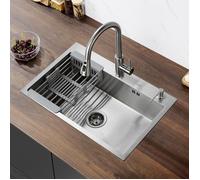 Évier 1 Bac 68x45x19CM en Inox - Lonheo - Évier Cuisine Brossé - Rectangulaire - A encastrer