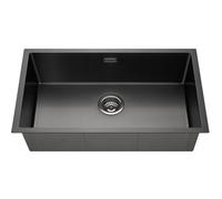 Évier 1 Bac 74x44x20CM Évier à Encastrer en Acier Inoxydable Évier Cuisine Gris-noir avec Système de Drainage