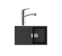 Evier 1 bac 840 S52 synthèse noir + robinet de cuisine HANSGROHE Focus M41 160 chromé