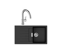 Evier 1 bac 840 S52 synthèse noir + robinet de cuisine HANSGROHE Vernis Blend M35 210 chromé