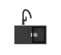 Evier 1 bac 840 S52 synthèse noir + robinet de cuisine HANSGROHE Vernis Blend M35 210 noir mat